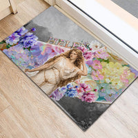Helen Of Troy Rubber Doormat Ancient Greek Mythology Floral Goddess Portrait