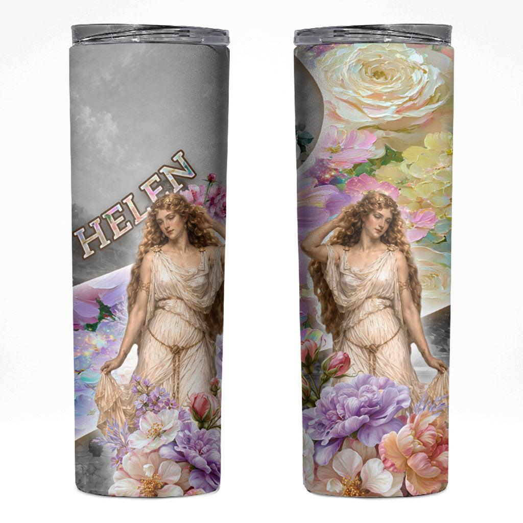 Helen Of Troy Skinny Tumbler Ancient Greek Mythology Floral Goddess Portrait