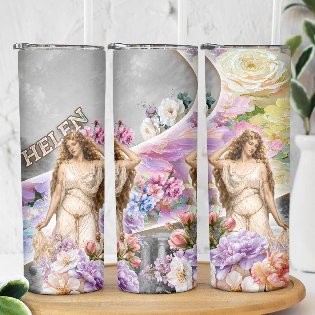 Helen Of Troy Skinny Tumbler Ancient Greek Mythology Floral Goddess Portrait