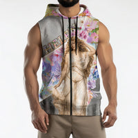 Helen Of Troy Sleeveless Zip Hoodie Ancient Greek Mythology Floral Goddess Portrait