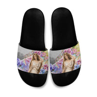 Helen Of Troy Slide Sandals Ancient Greek Mythology Floral Goddess Portrait