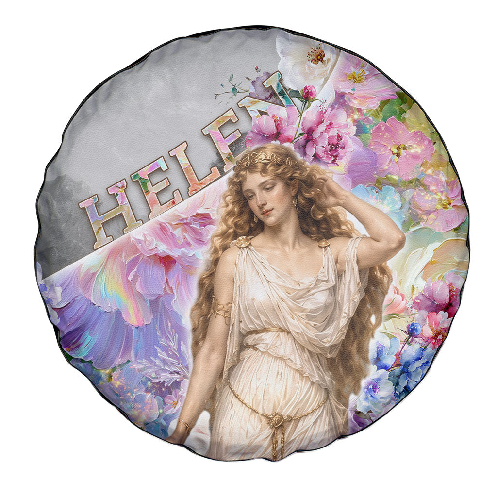 Helen Of Troy Spare Tire Cover Ancient Greek Mythology Floral Goddess Portrait