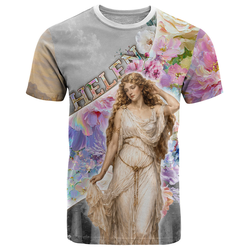 Helen Of Troy T Shirt Ancient Greek Mythology Floral Goddess Portrait