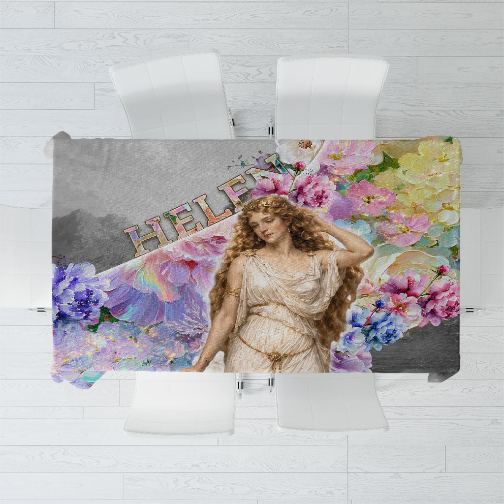 Helen Of Troy Tablecloth Ancient Greek Mythology Floral Goddess Portrait