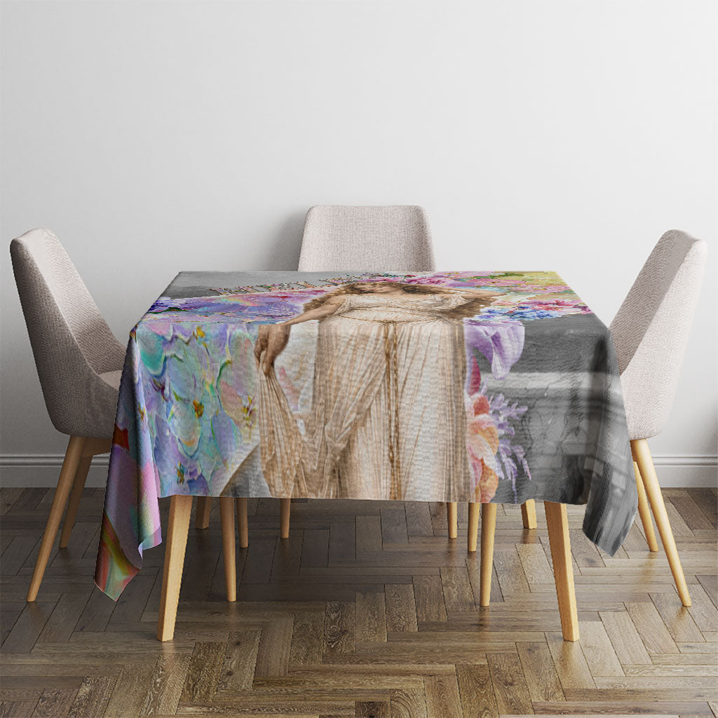 Helen Of Troy Tablecloth Ancient Greek Mythology Floral Goddess Portrait