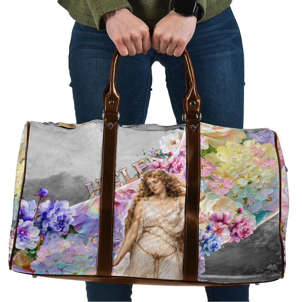 Helen Of Troy Travel Bag Ancient Greek Mythology Floral Goddess Portrait