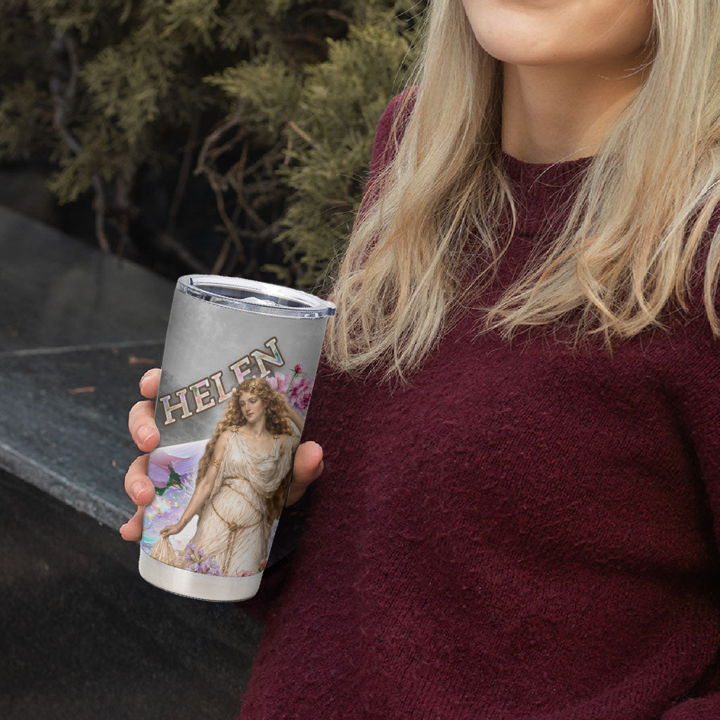 Helen Of Troy Tumbler Cup Ancient Greek Mythology Floral Goddess Portrait