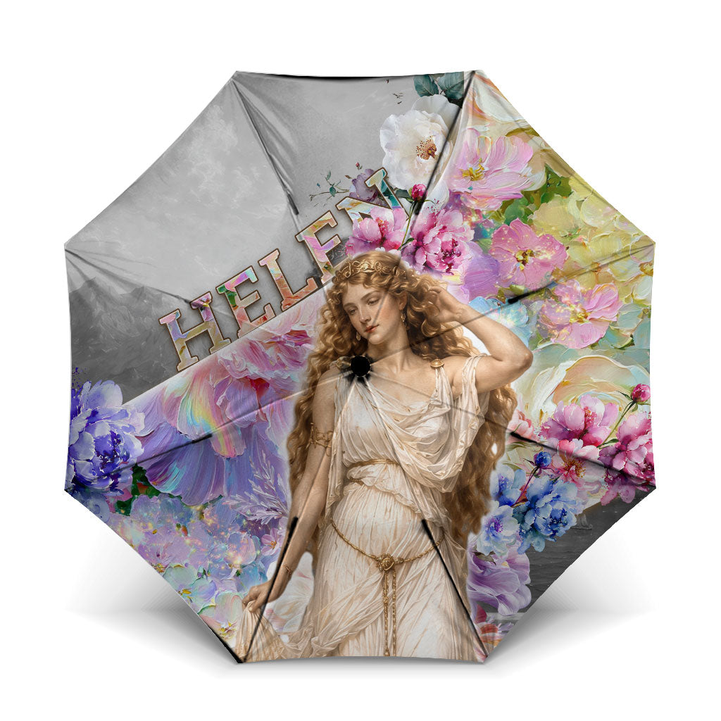 Helen Of Troy Umbrella Ancient Greek Mythology Floral Goddess Portrait
