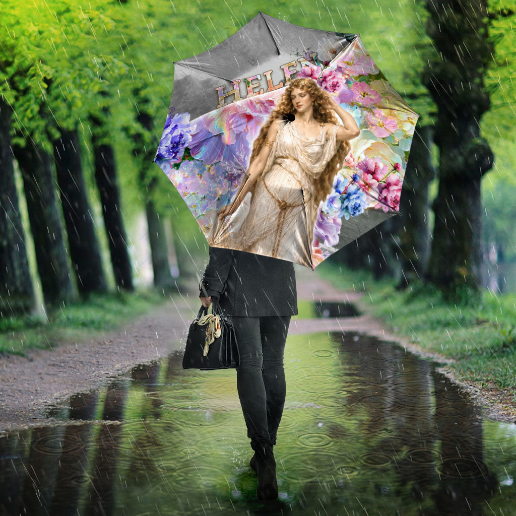 Helen Of Troy Umbrella Ancient Greek Mythology Floral Goddess Portrait