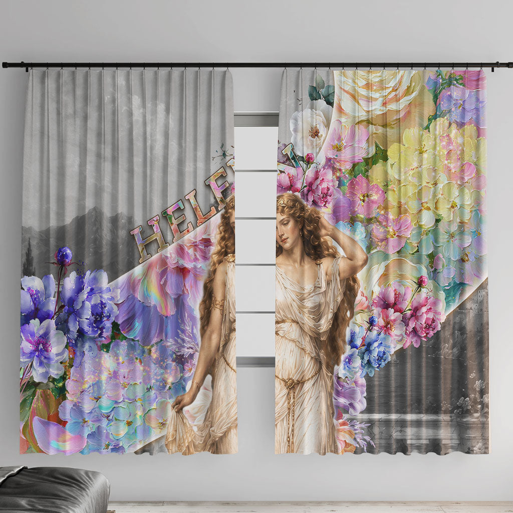Helen Of Troy Window Curtain Ancient Greek Mythology Floral Goddess Portrait