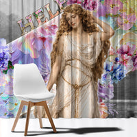 Helen Of Troy Window Curtain Ancient Greek Mythology Floral Goddess Portrait