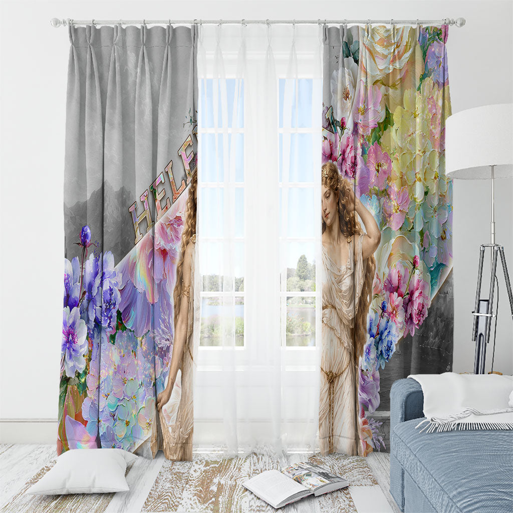 Helen Of Troy Window Curtain Ancient Greek Mythology Floral Goddess Portrait