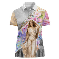 Helen Of Troy Women Polo Shirt Ancient Greek Mythology Floral Goddess Portrait