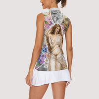 Helen Of Troy Women Sleeveless Polo Shirt Ancient Greek Mythology Floral Goddess Portrait