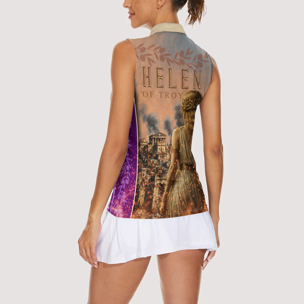 Helen Of Troy Women Sleeveless Polo Shirt Ancient Greek Mythology Trojan War
