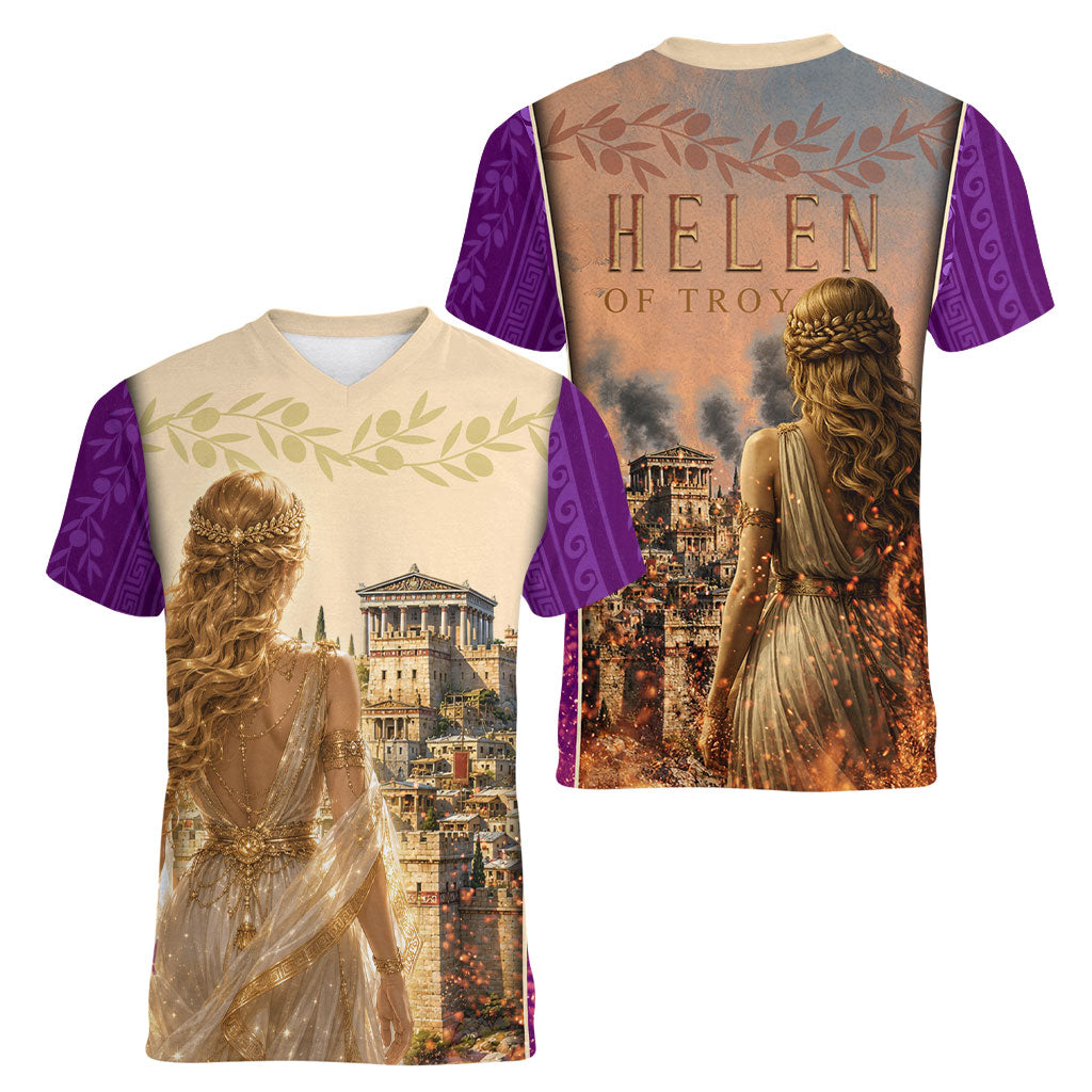 Helen Of Troy Women V-Neck T-Shirt Ancient Greek Mythology Trojan War