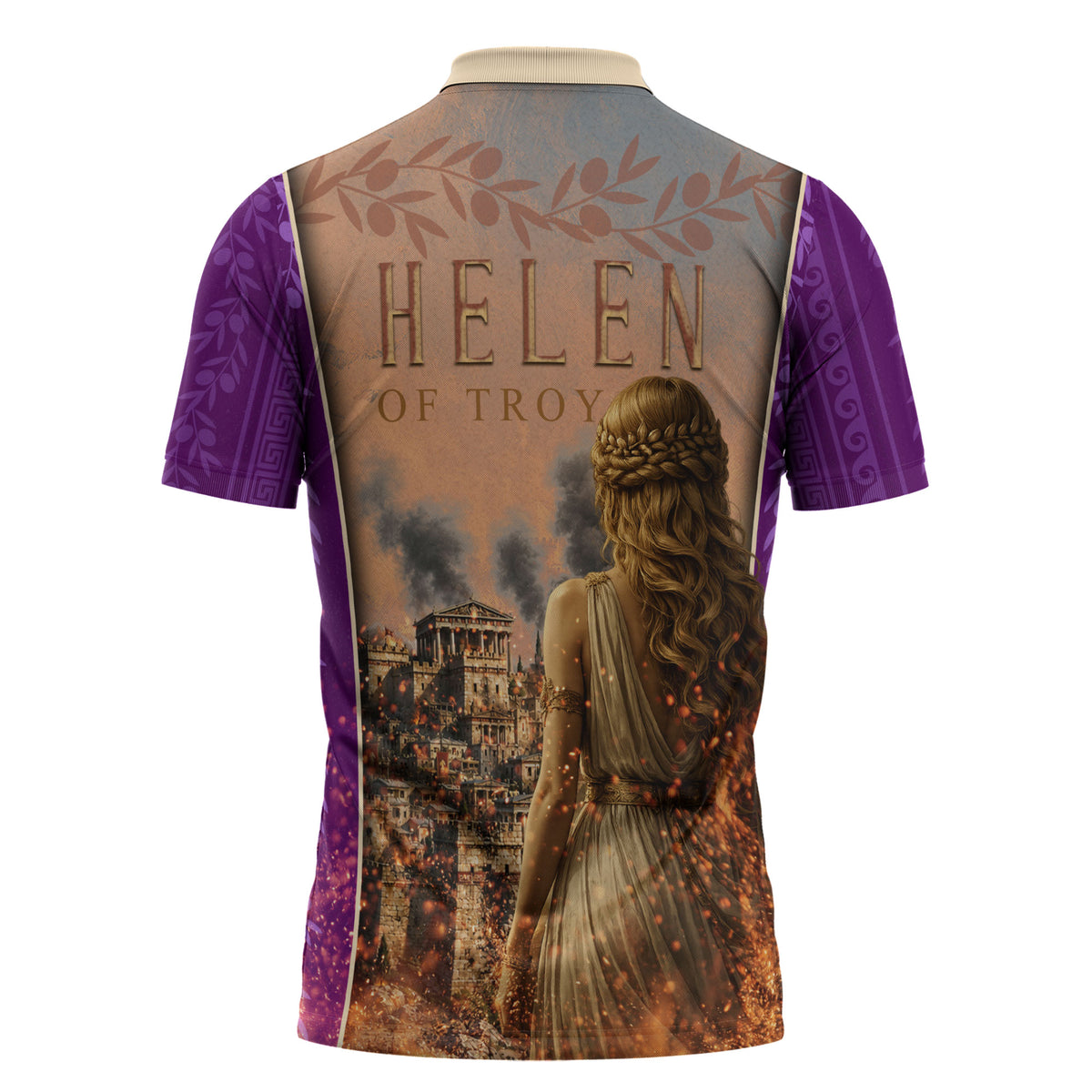 Helen Of Troy Zipper Polo Shirt Ancient Greek Mythology Trojan War