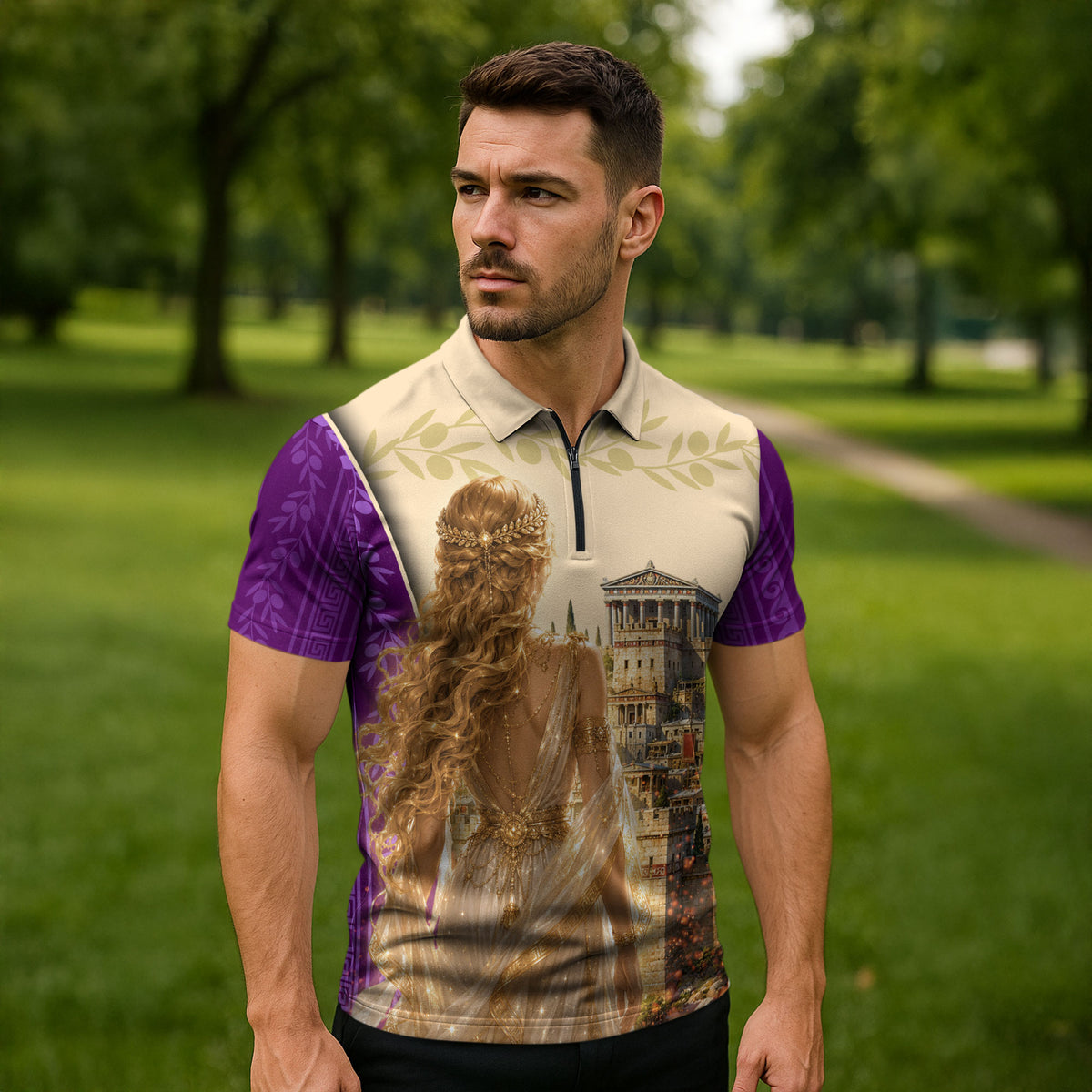 Helen Of Troy Zipper Polo Shirt Ancient Greek Mythology Trojan War