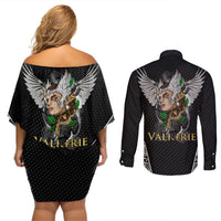 Viking Warrior Couples Matching Off Shoulder Short Dress and Long Sleeve Button Shirts Valkyrie - Warrior Of Asgard - Wonder Print Shop