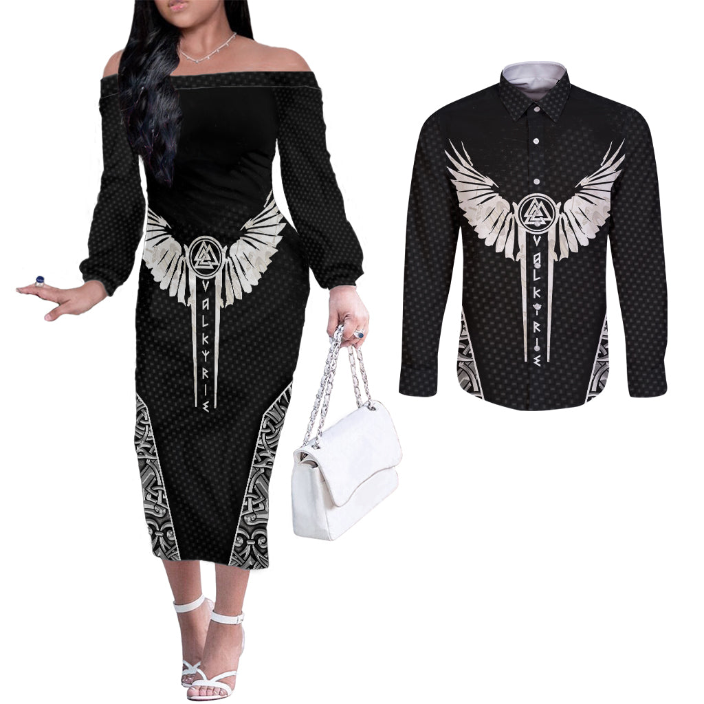 viking-warrior-couples-matching-off-the-shoulder-long-sleeve-dress-and-long-sleeve-button-shirts-valkyrie-warrior-of-asgard