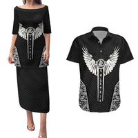 Viking Warrior Couples Matching Puletasi Dress and Hawaiian Shirt Valkyrie - Warrior Of Asgard - Wonder Print Shop