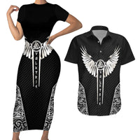 Viking Warrior Couples Matching Short Sleeve Bodycon Dress and Hawaiian Shirt Valkyrie - Warrior Of Asgard - Wonder Print Shop