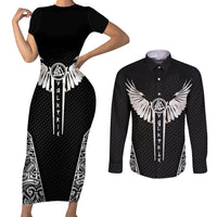 Viking Warrior Couples Matching Short Sleeve Bodycon Dress and Long Sleeve Button Shirts Valkyrie - Warrior Of Asgard - Wonder Print Shop