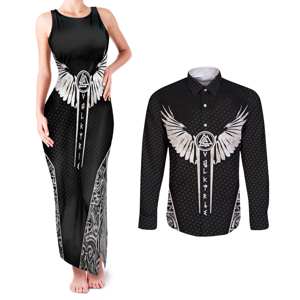 Viking Warrior Couples Matching Tank Maxi Dress and Long Sleeve Button Shirts Valkyrie - Warrior Of Asgard - Wonder Print Shop