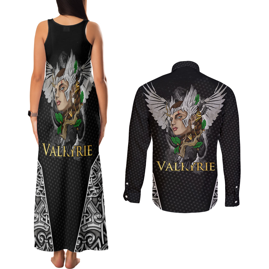 Viking Warrior Couples Matching Tank Maxi Dress and Long Sleeve Button Shirts Valkyrie - Warrior Of Asgard - Wonder Print Shop