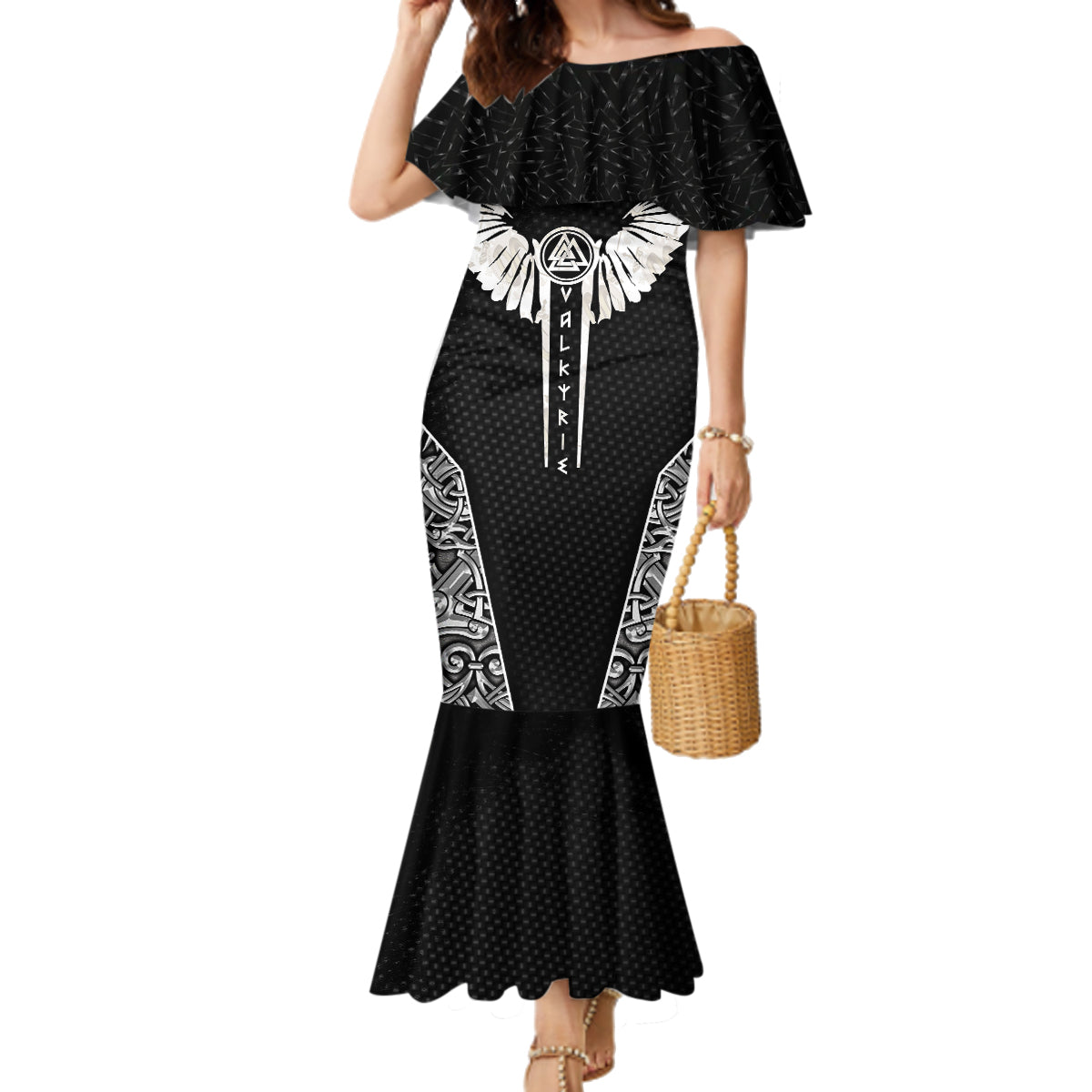 Viking Warrior Family Matching Mermaid Dress and Hawaiian Shirt Valkyrie - Warrior Of Asgard - Wonder Print Shop