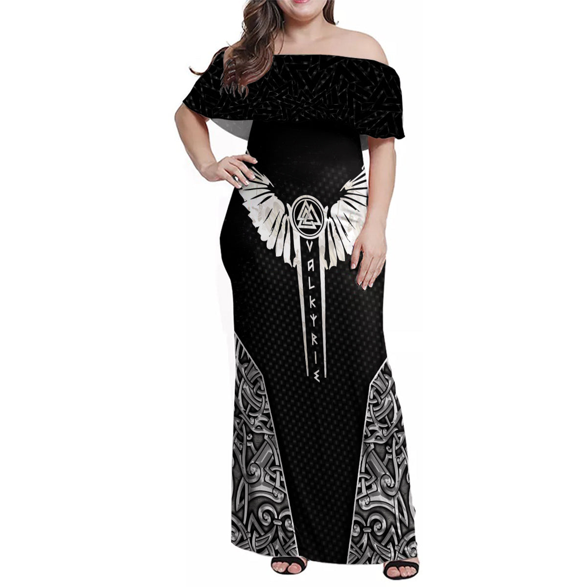 Viking Warrior Family Matching Off Shoulder Maxi Dress and Hawaiian Shirt Valkyrie - Warrior Of Asgard - Wonder Print Shop