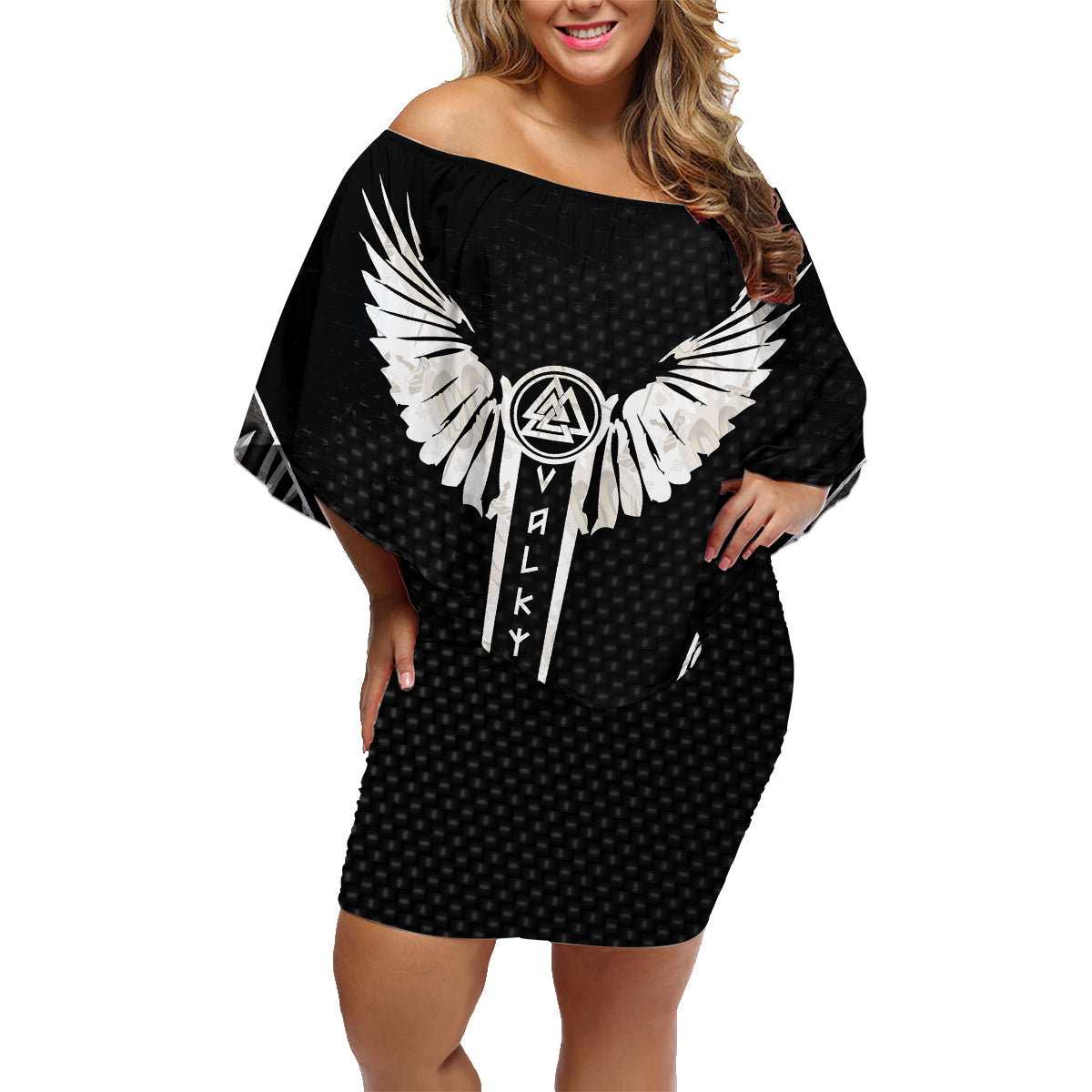 Viking Warrior Family Matching Off Shoulder Short Dress and Hawaiian Shirt Valkyrie - Warrior Of Asgard - Wonder Print Shop