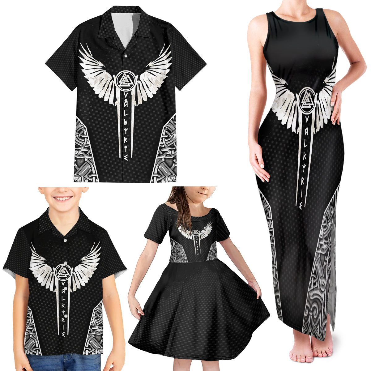 Viking Warrior Family Matching Tank Maxi Dress and Hawaiian Shirt Valkyrie - Warrior Of Asgard - Wonder Print Shop