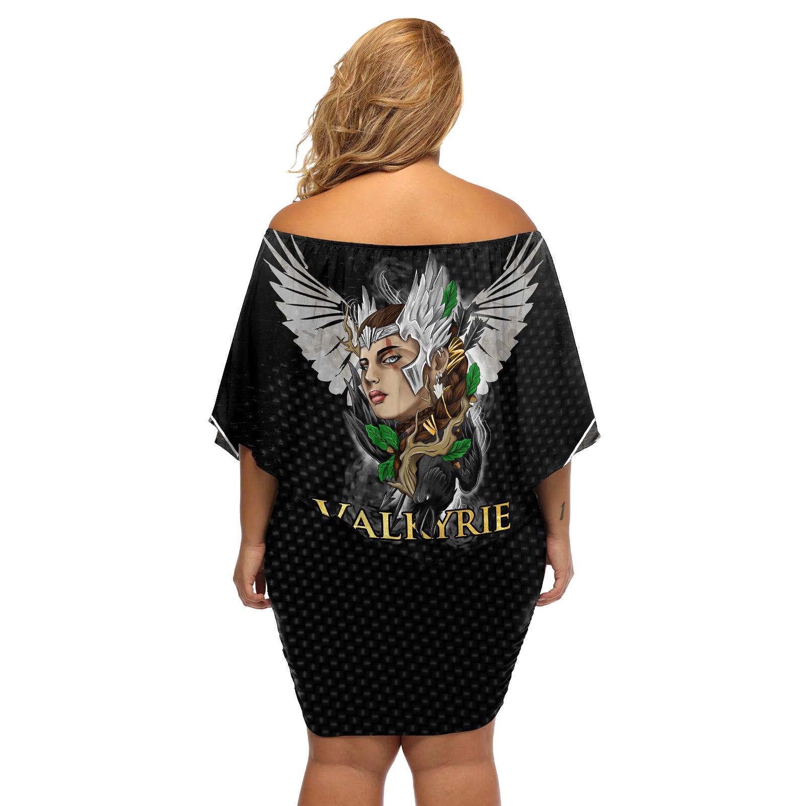 Viking Warrior Off Shoulder Short Dress Valkyrie - Warrior Of Asgard - Wonder Print Shop