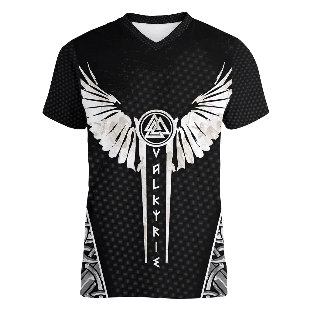 Viking Warrior Women V Neck T Shirt Valkyrie - Warrior Of Asgard - Wonder Print Shop