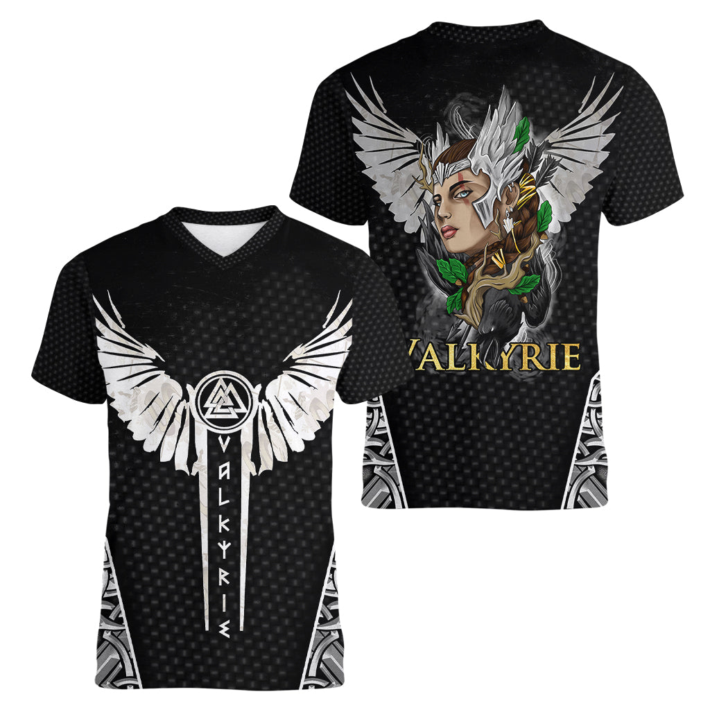 Viking Warrior Women V Neck T Shirt Valkyrie - Warrior Of Asgard - Wonder Print Shop