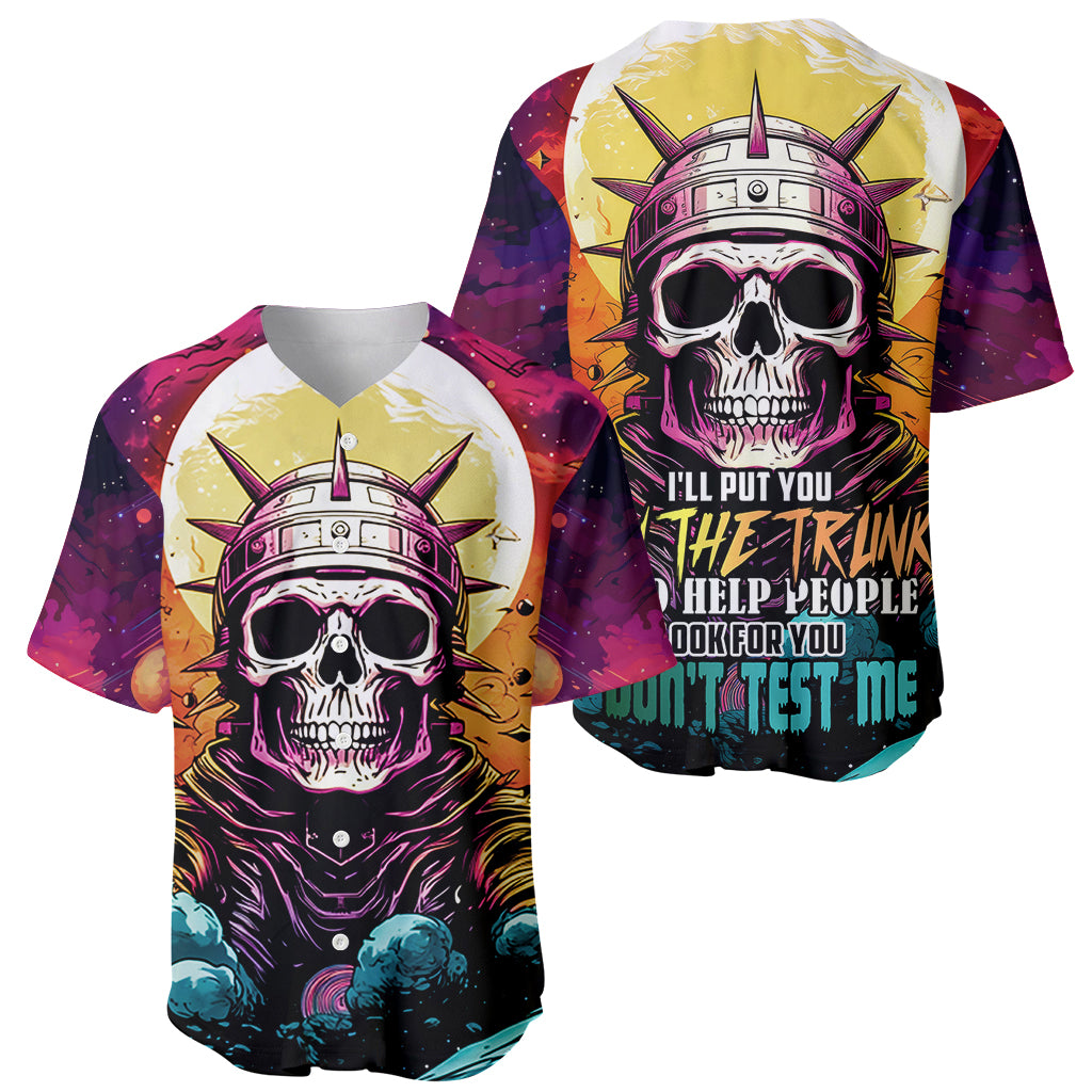 Skull Space Baseball Jersey I'll Put You In The Trunk - Wonder Print Shop