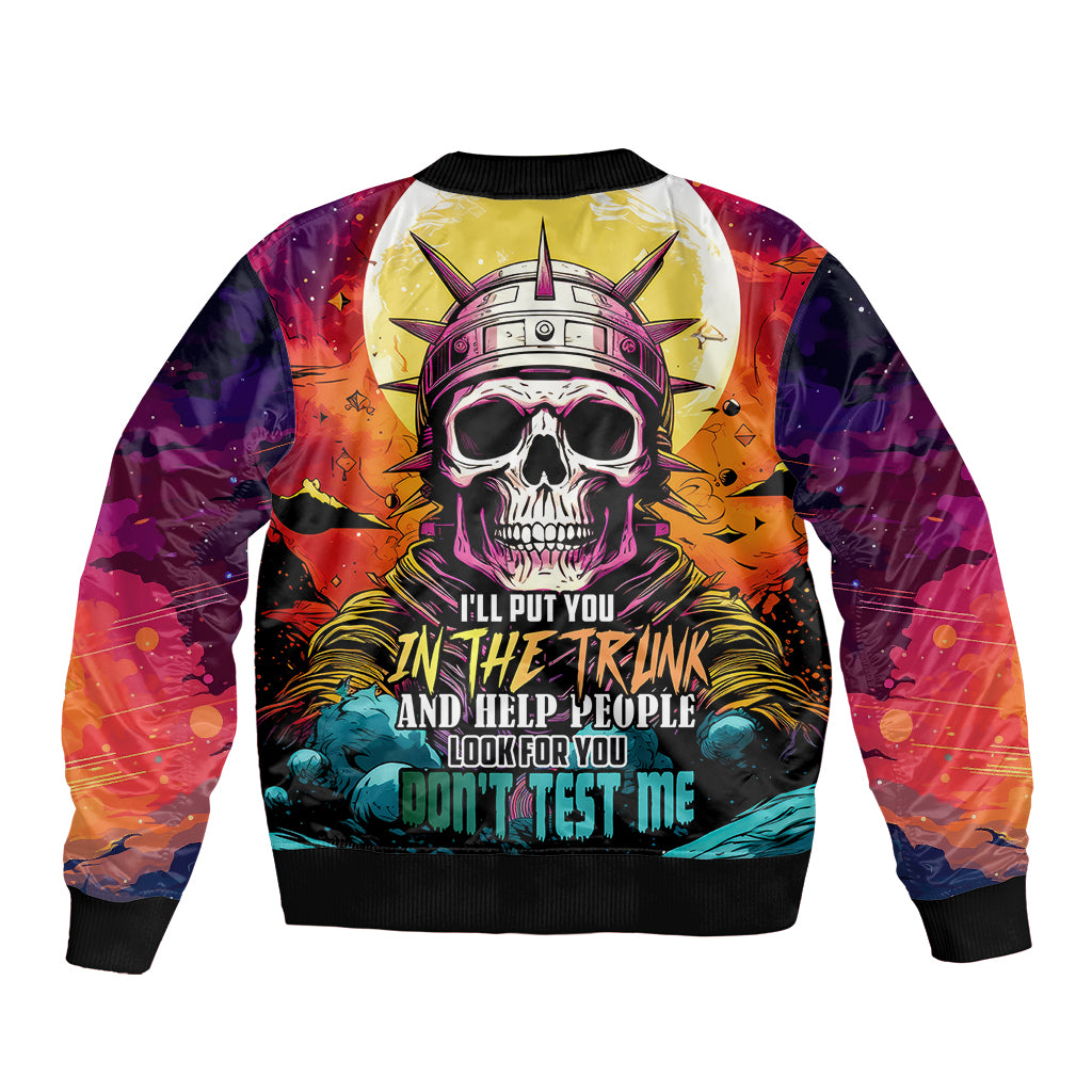 Skull Space Bomber Jacket I'll Put You In The Trunk - Wonder Print Shop