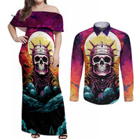 Skull Space Couples Matching Off Shoulder Maxi Dress and Long Sleeve Button Shirts I'll Put You In The Trunk - Wonder Print Shop
