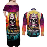 Skull Space Couples Matching Off Shoulder Maxi Dress and Long Sleeve Button Shirts I'll Put You In The Trunk - Wonder Print Shop