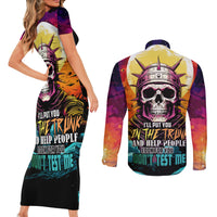Skull Space Couples Matching Short Sleeve Bodycon Dress and Long Sleeve Button Shirts I'll Put You In The Trunk - Wonder Print Shop