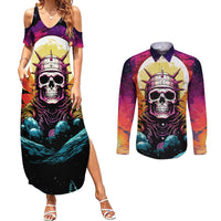 Skull Space Couples Matching Summer Maxi Dress and Long Sleeve Button Shirts I'll Put You In The Trunk - Wonder Print Shop