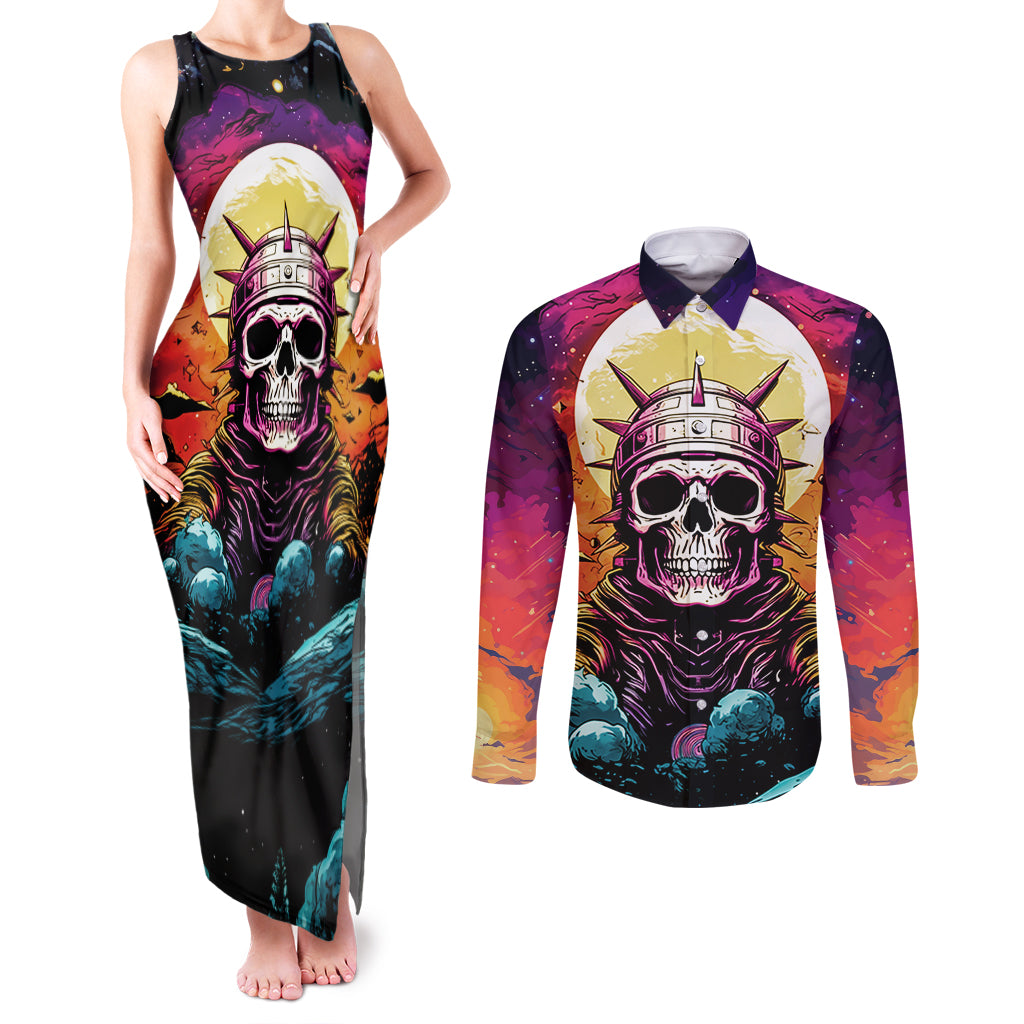 Skull Space Couples Matching Tank Maxi Dress and Long Sleeve Button Shirts I'll Put You In The Trunk - Wonder Print Shop