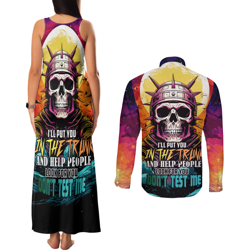 Skull Space Couples Matching Tank Maxi Dress and Long Sleeve Button Shirts I'll Put You In The Trunk - Wonder Print Shop