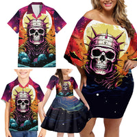 Skull Space Family Matching Off Shoulder Short Dress and Hawaiian Shirt I'll Put You In The Trunk - Wonder Print Shop