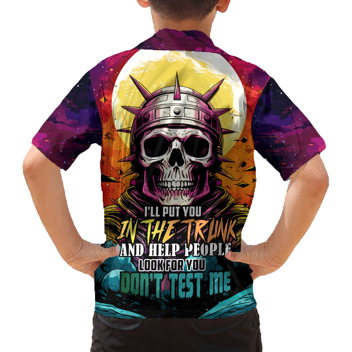 Skull Space Family Matching Tank Maxi Dress and Hawaiian Shirt I'll Put You In The Trunk - Wonder Print Shop