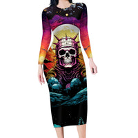Skull Space Long Sleeve Bodycon Dress I'll Put You In The Trunk - Wonder Print Shop