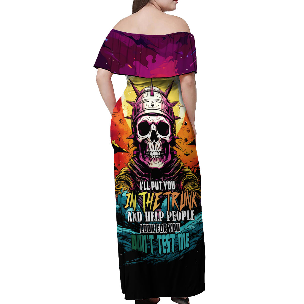 Skull Space Off Shoulder Maxi Dress I'll Put You In The Trunk - Wonder Print Shop