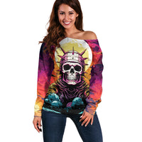 Skull Space Off Shoulder Sweater I'll Put You In The Trunk - Wonder Print Shop
