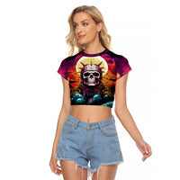 Skull Space Raglan Cropped T Shirt I'll Put You In The Trunk - Wonder Print Shop